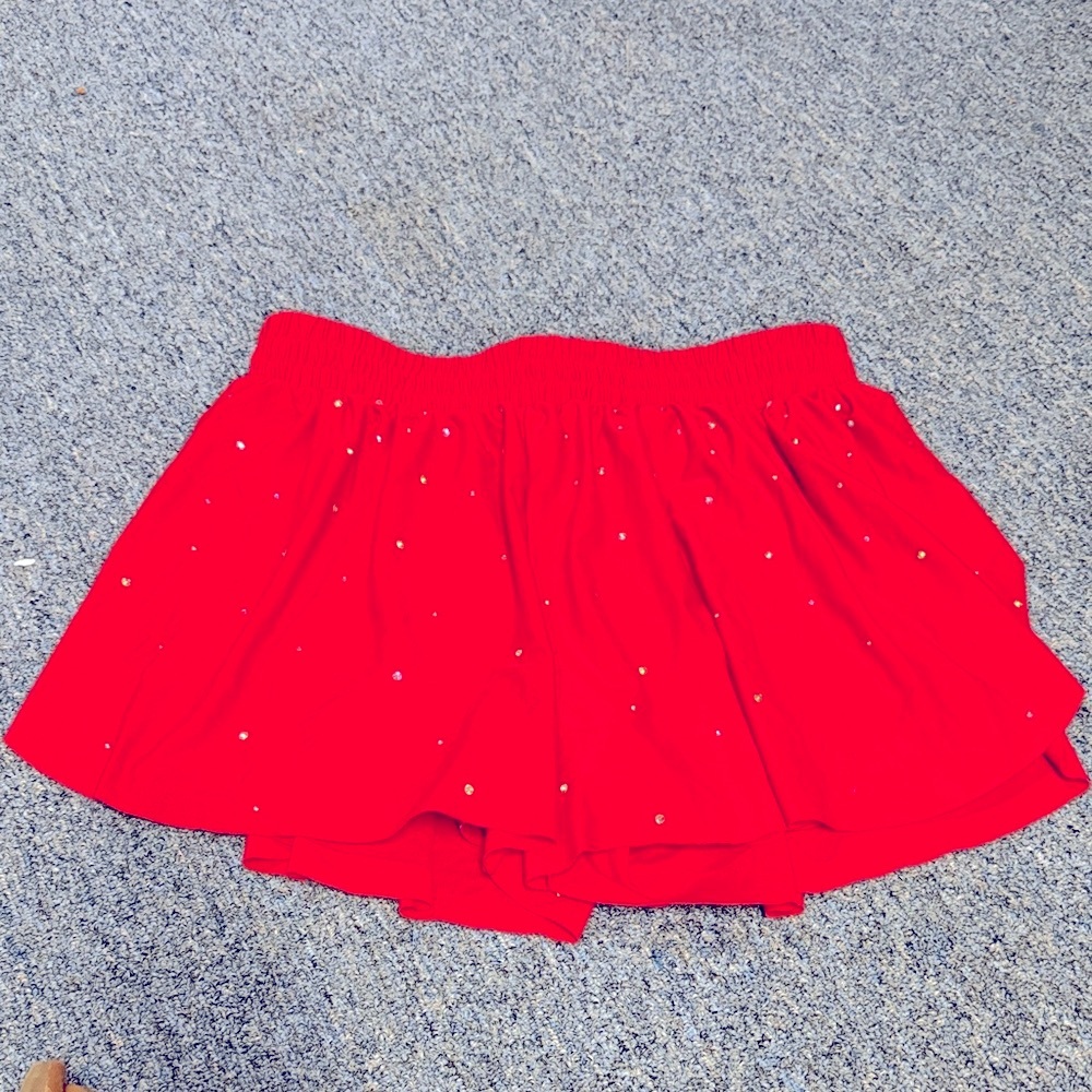 FAME Cheer Red Women's Butterfly Shorts with Sequin Detail Adult M Practice Wear